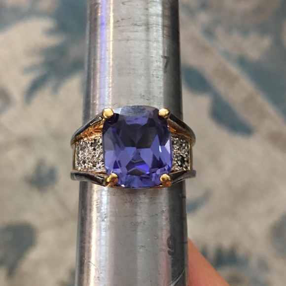 Lab sapphire doublet gold vermeil ring - Picture 2 of 15